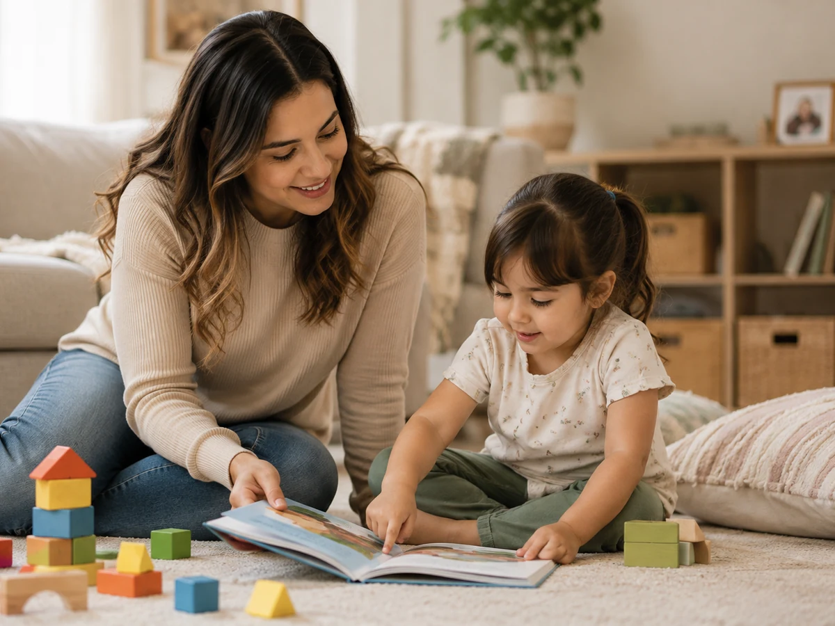 Momento de leitura e brincadeira em família