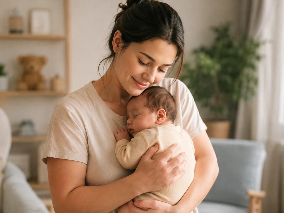 Mãe e bebê em momento de ternura